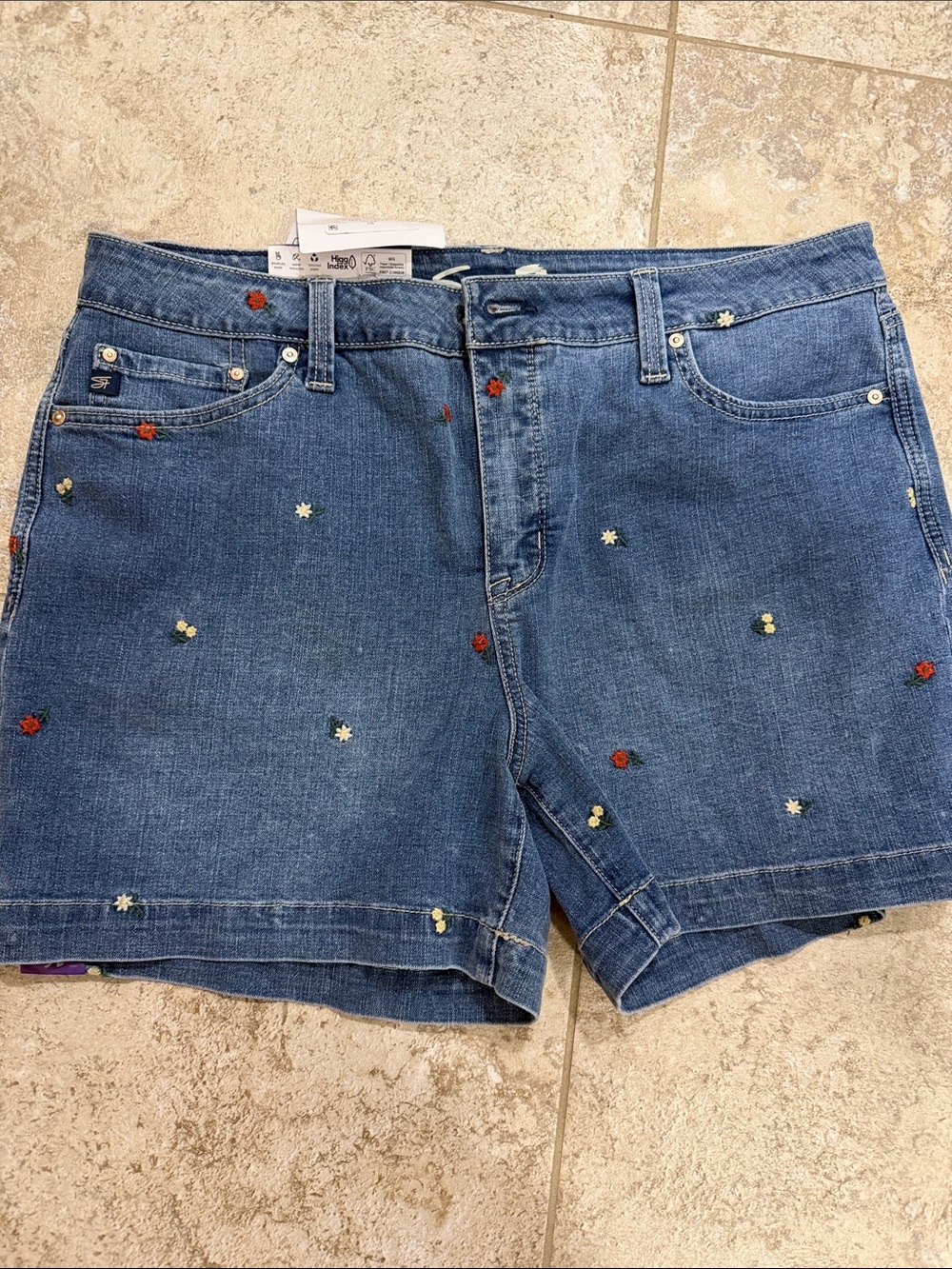 Seven7 Blue Denim Embroidered Flower Women's Shorts